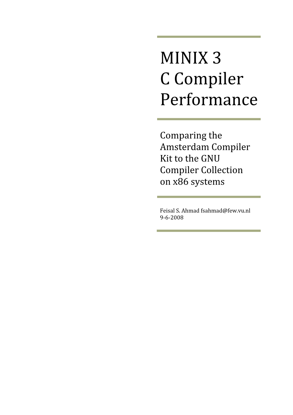 MINIX 3 C Compiler Performance