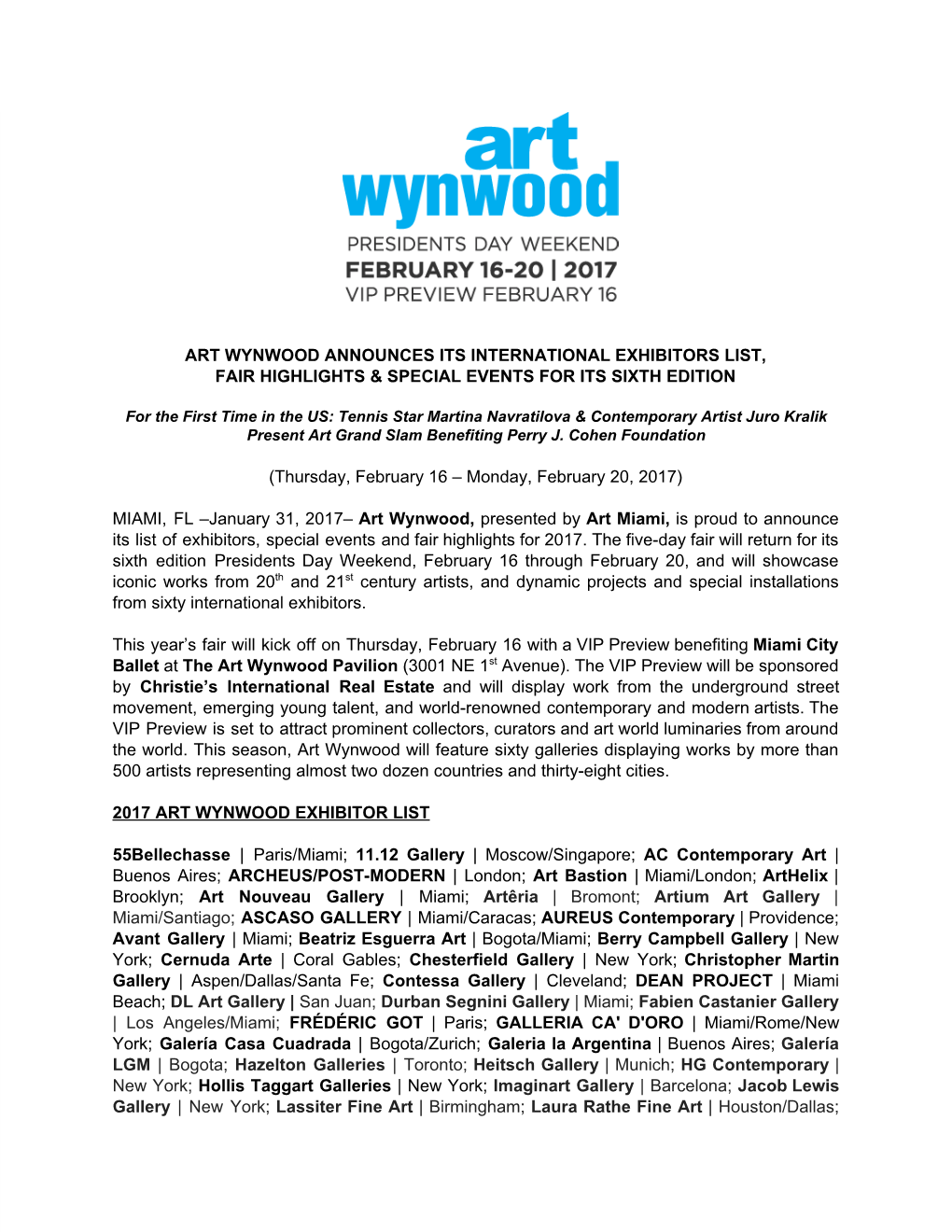 Art Wynwood Announces Its International Exhibitors List, Fair Highlights & Special Events for Its Sixth Edition