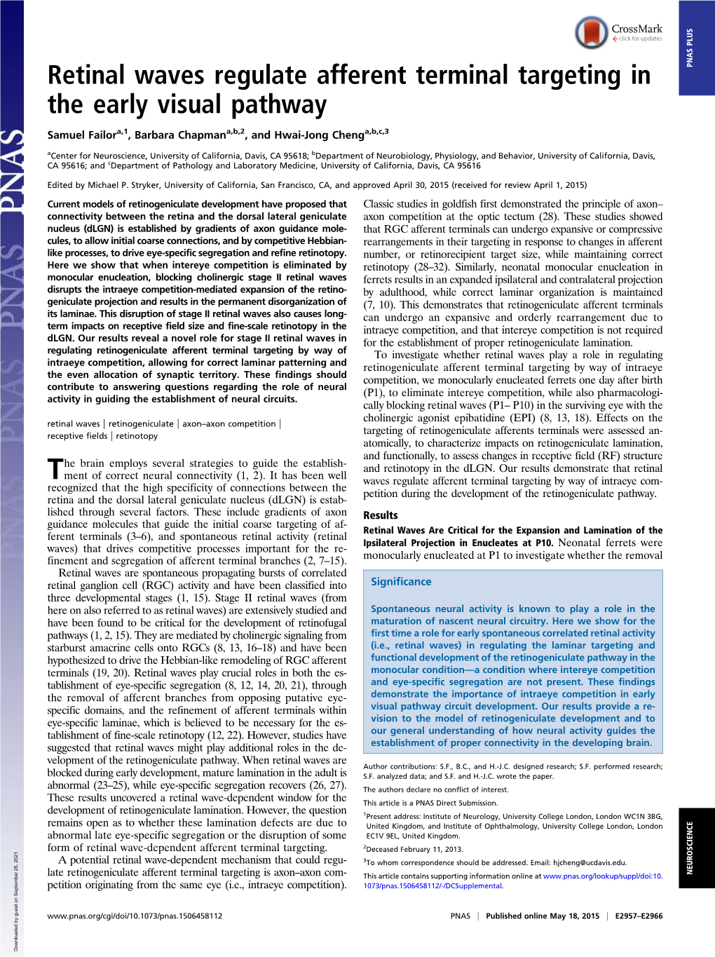 Retinal Waves Regulate Afferent Terminal Targeting in the Early Visual