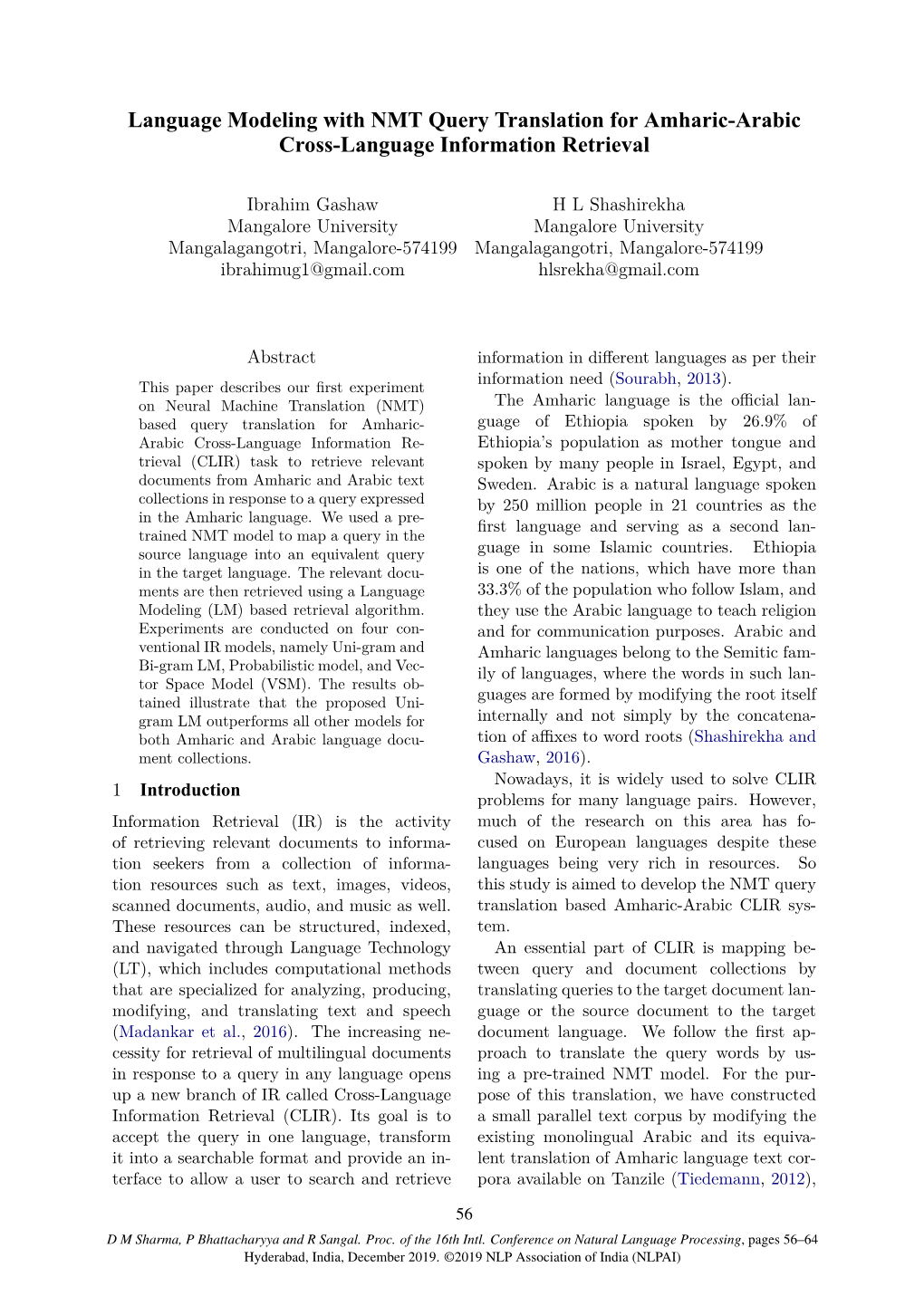 Language Modelling with NMT Query Translation for Amharic-Arabic