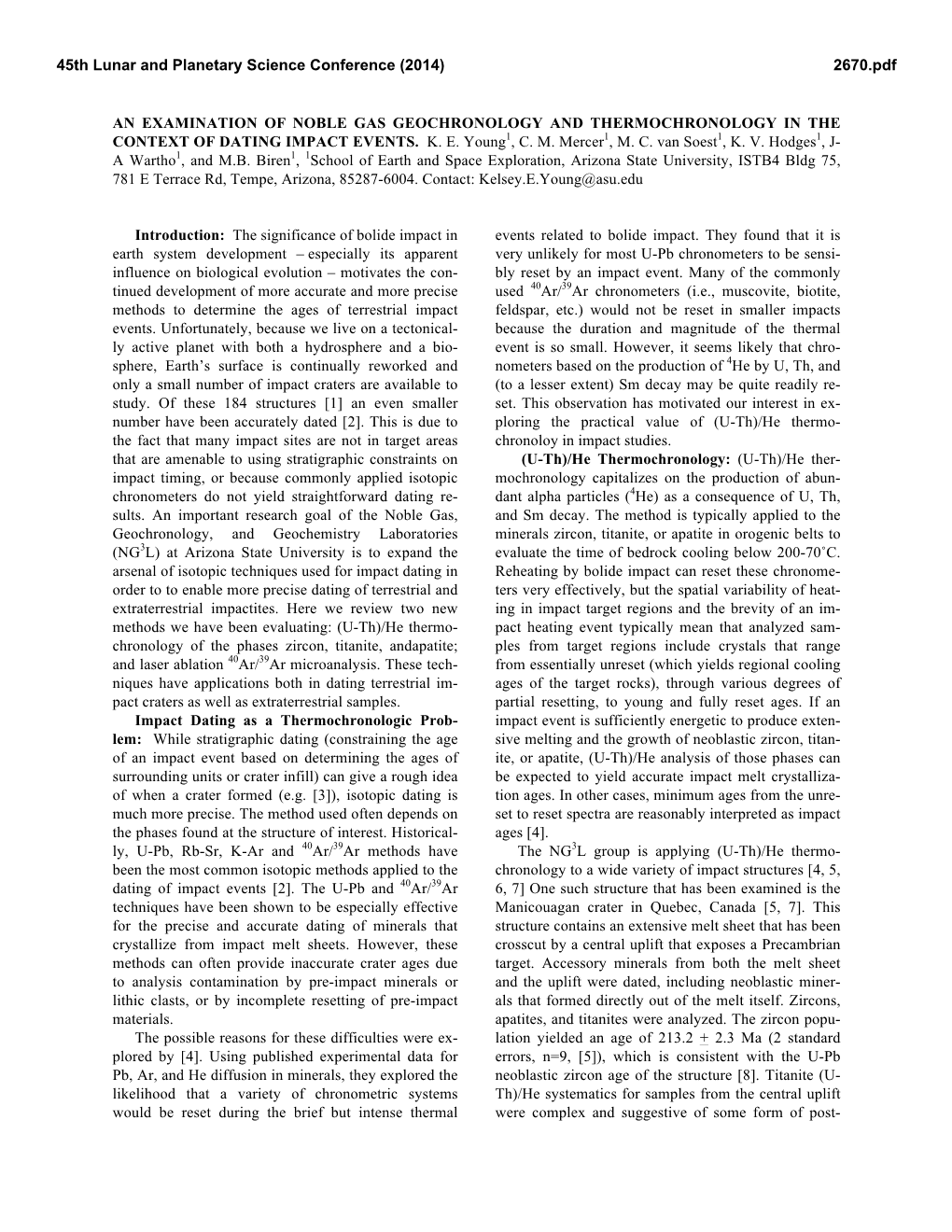 An Examination of Noble Gas Geochronology and Thermochronology in the Context of Dating Impact Events