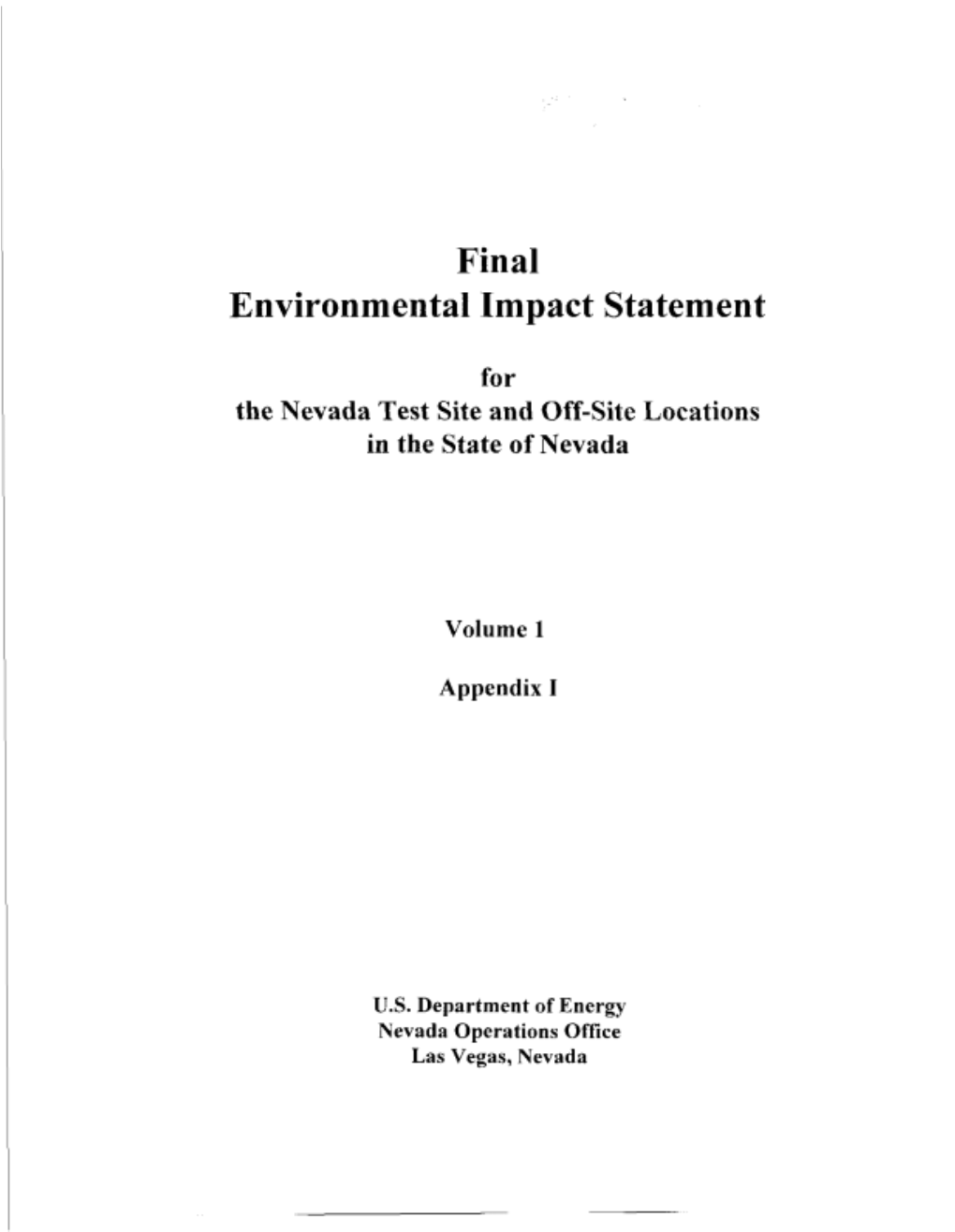 Final Environmental Impact Stabement