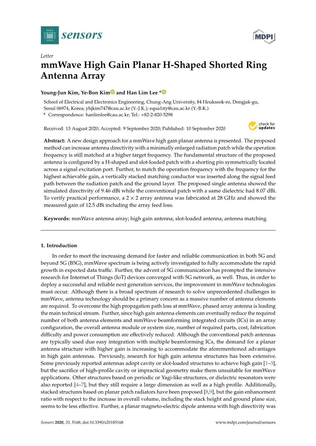 Mmwave High Gain Planar H-Shaped Shorted Ring Antenna Array