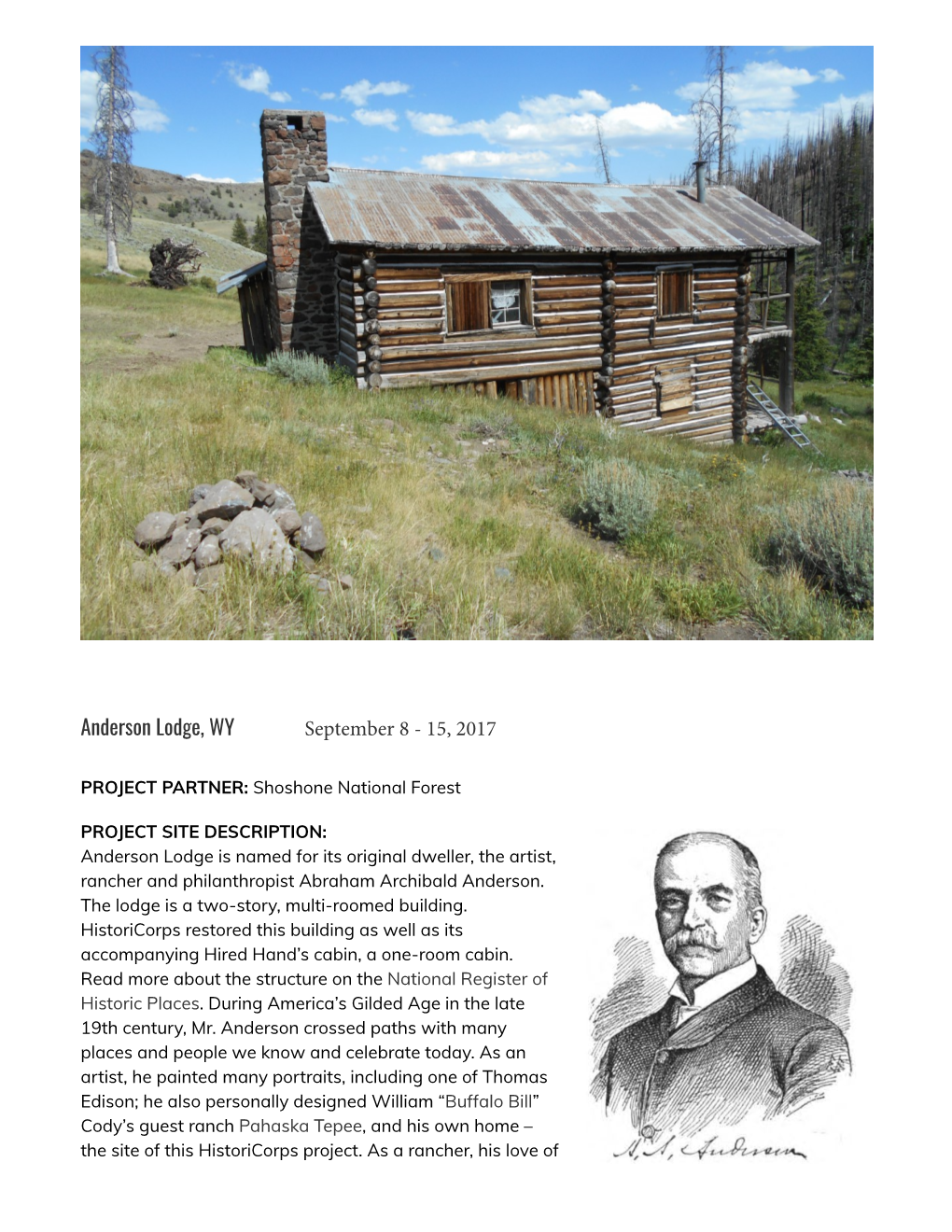 Anderson Lodge, WY September 8 - 15, 2017