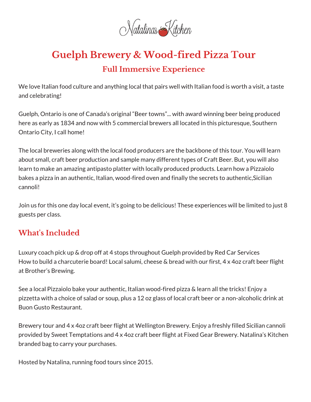 Guelph Brewery & Wood-Fired Pizza Tour