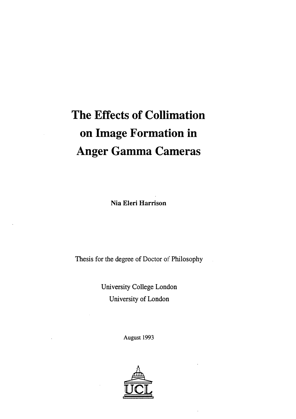 The Effects of Collimation on Image Formation in Anger Gamma Cameras