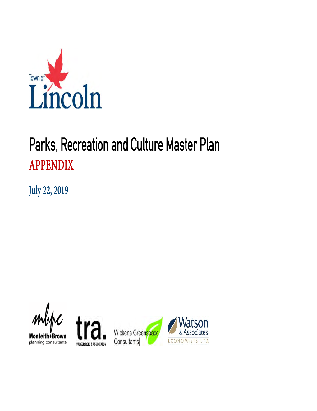 Parks, Recreation and Culture Master Plan APPENDIX