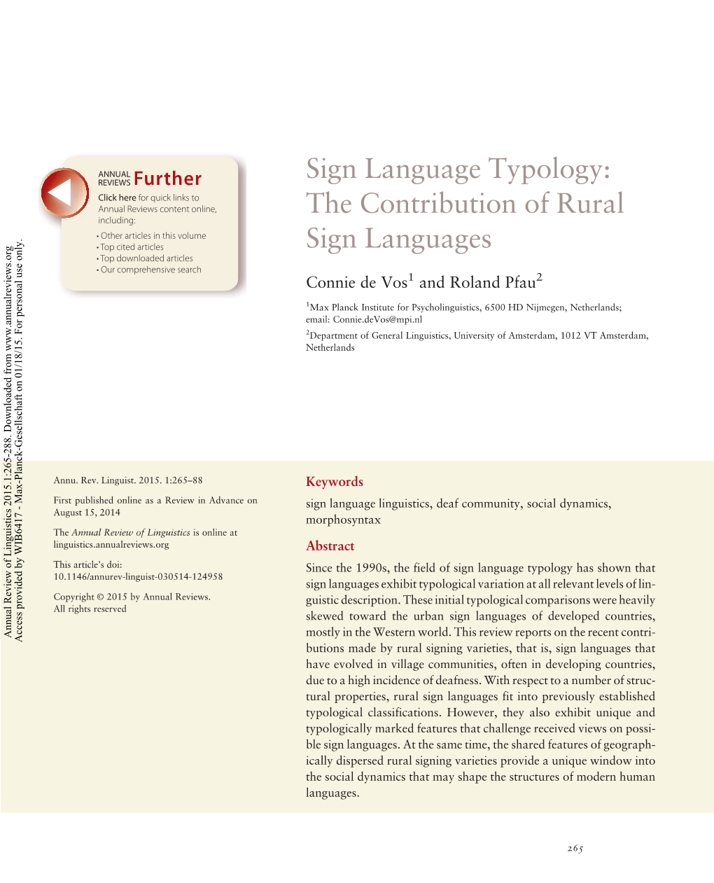 Sign Language Typology: the Contribution of Rural Sign Languages