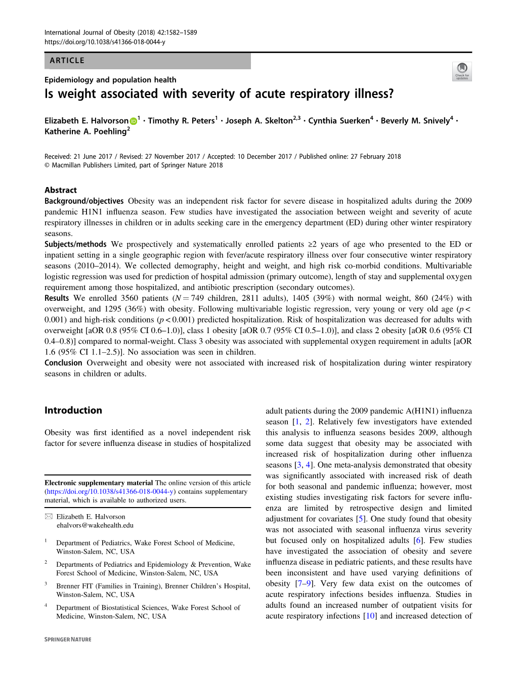 Is Weight Associated with Severity of Acute Respiratory Illness?