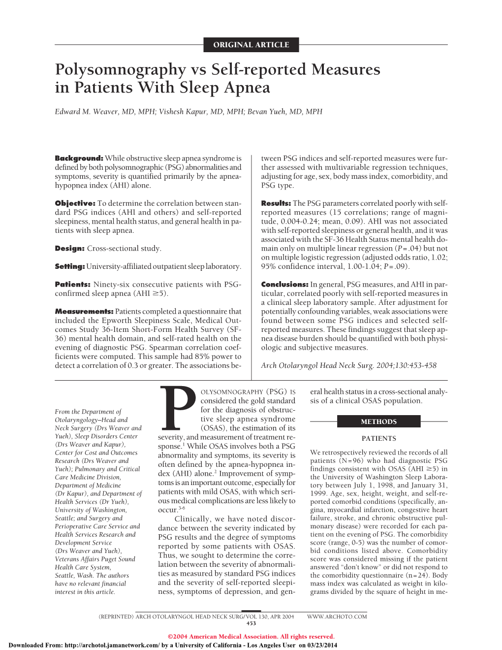 Polysomnography Vs Self-Reported Measures in Patients with Sleep Apnea