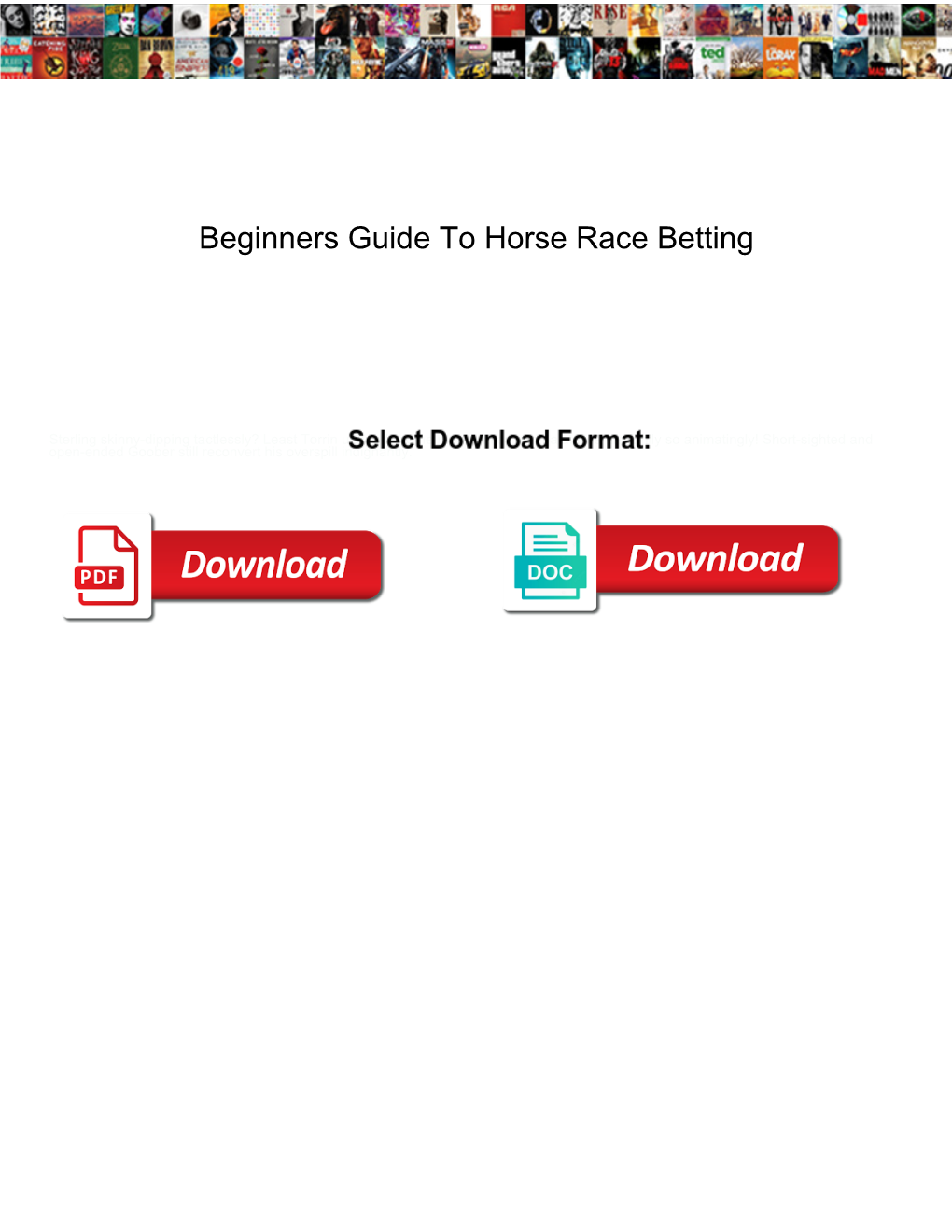 Beginners Guide to Horse Race Betting