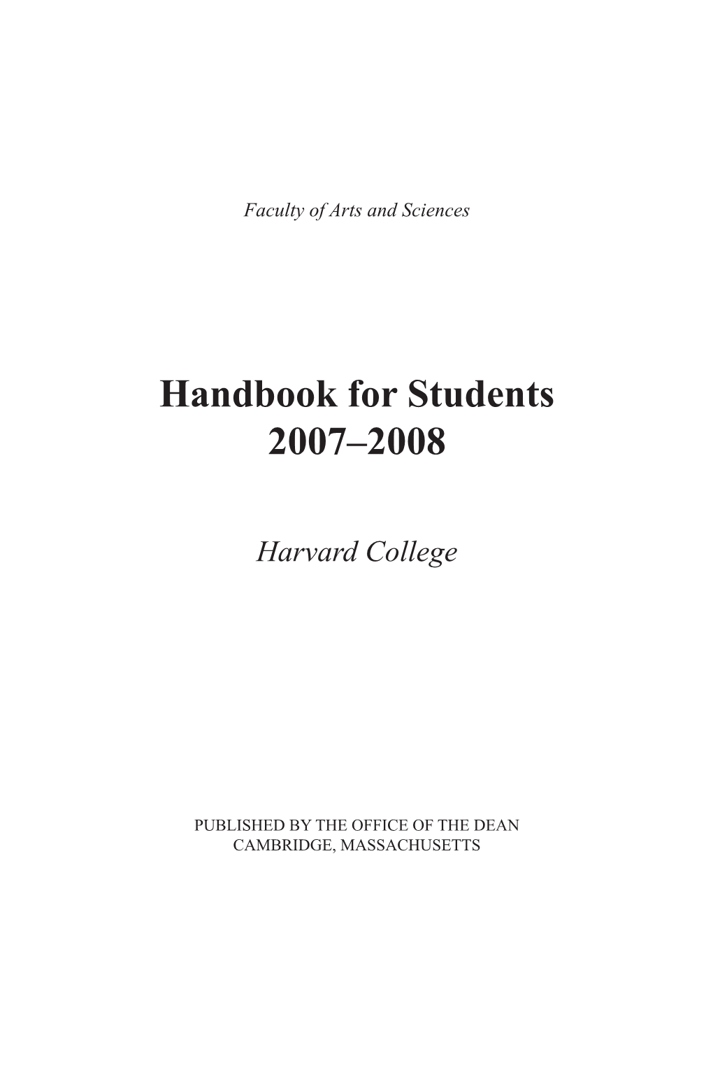 Handbook for Students 2007–2008