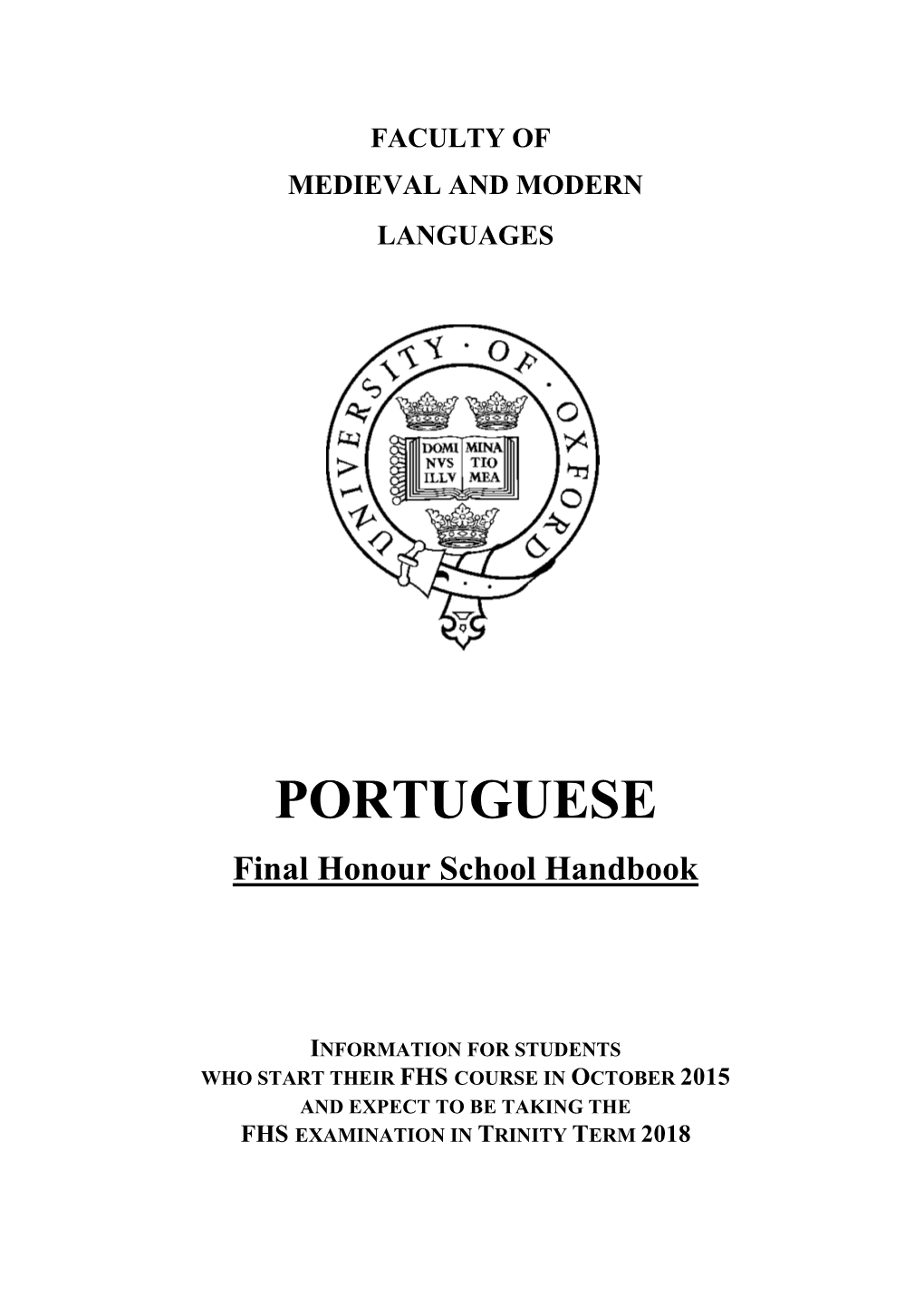 PORTUGUESE Final Honour School Handbook