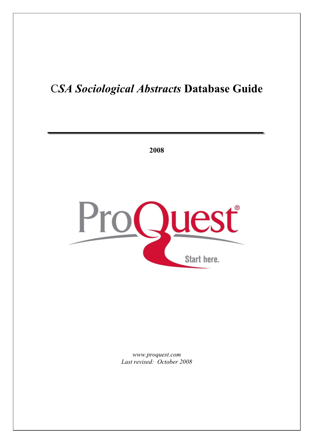 CSA Sociological Abstracts Database Guide