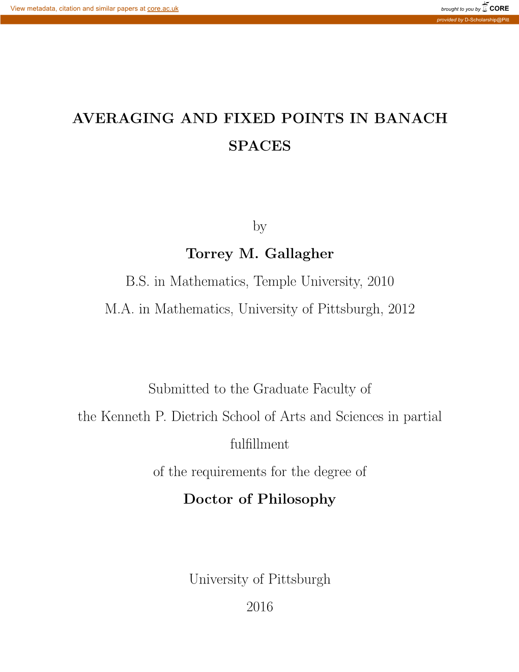 Averaging and Fixed Points in Banach Spaces