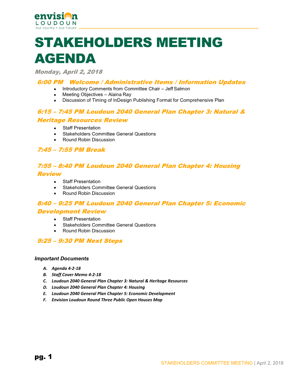 Stakeholders Meeting Agenda