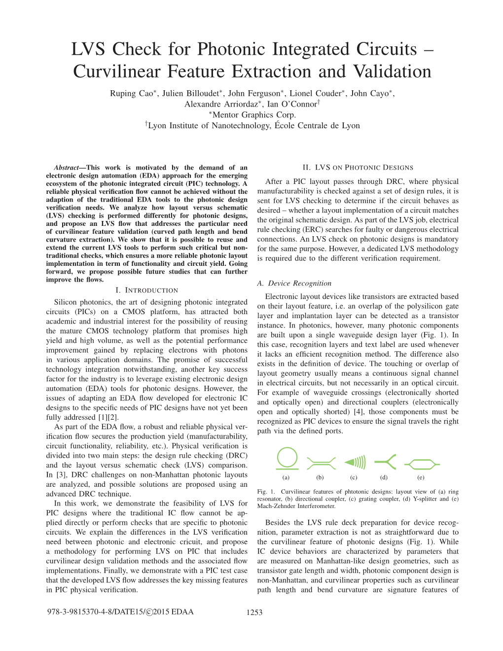 LVS Check for Photonic Integrated Circuits – Curvilinear Feature