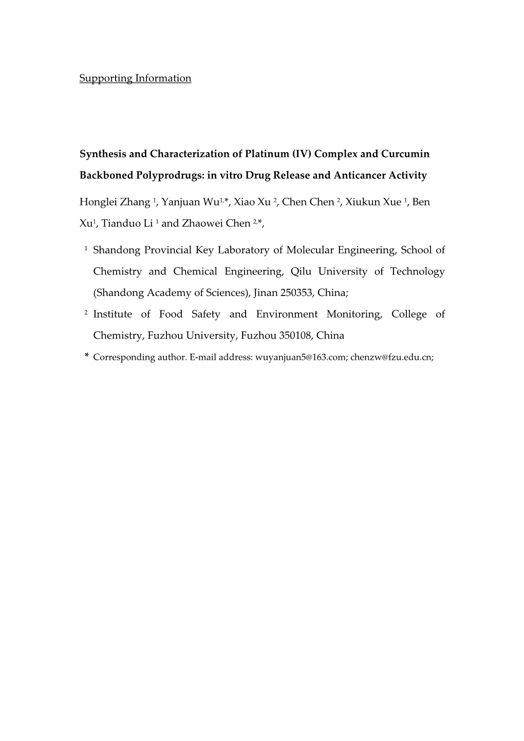 Complex and Curcumin Backboned Polyprodrugs