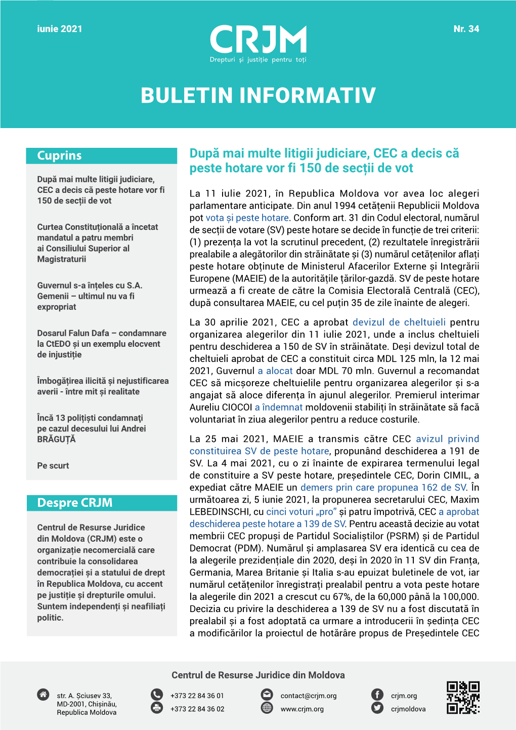 Buletin Informativ Nr. 34 (Iunie 2021)