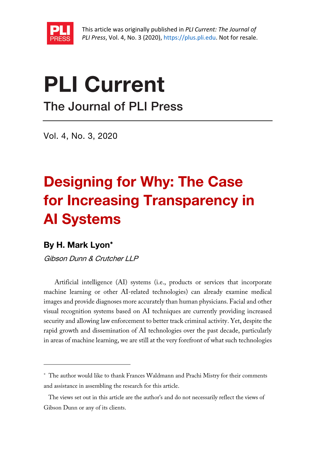 PLI Current: the Journal of PLI Press, Vol