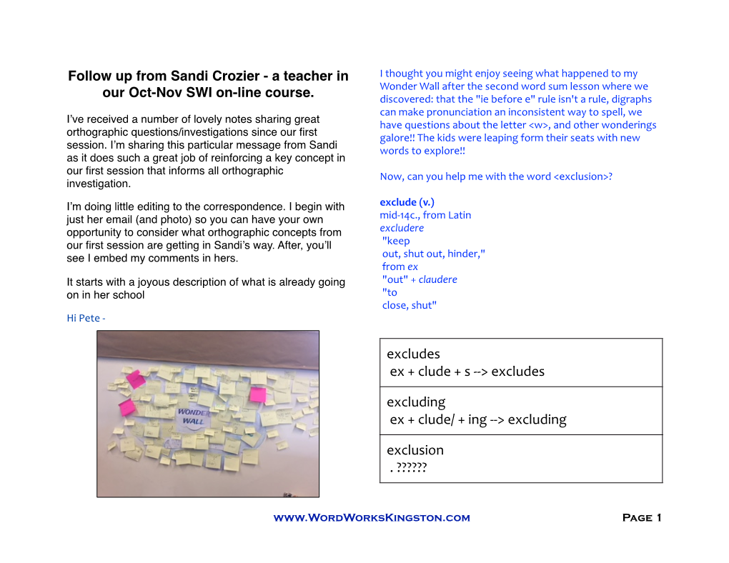 Morphology and Etymology of Exclude for Zoom Course