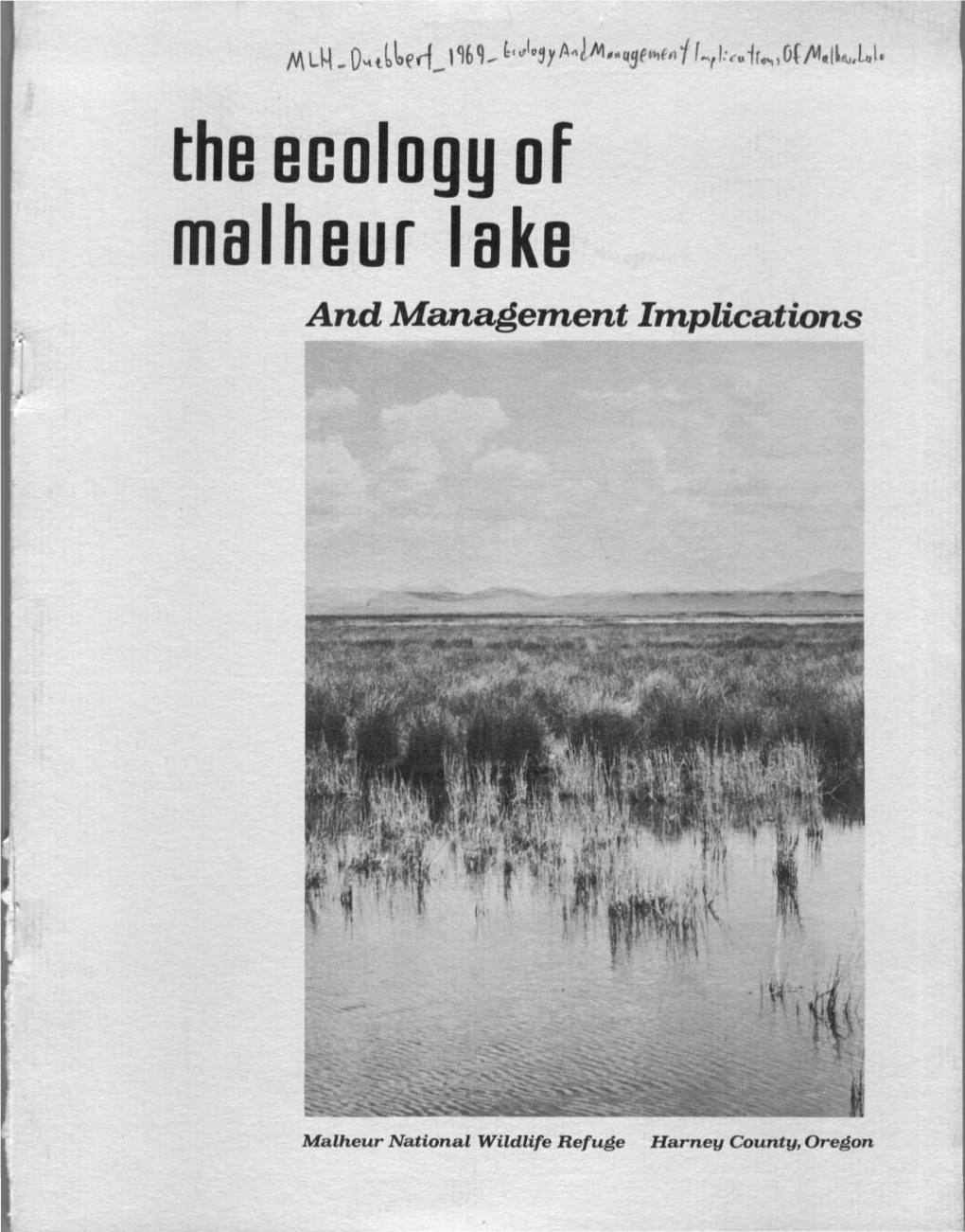 The Ecology of Malheur Lake and Management Implications
