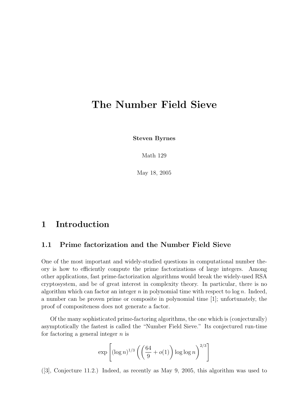 The Number Field Sieve