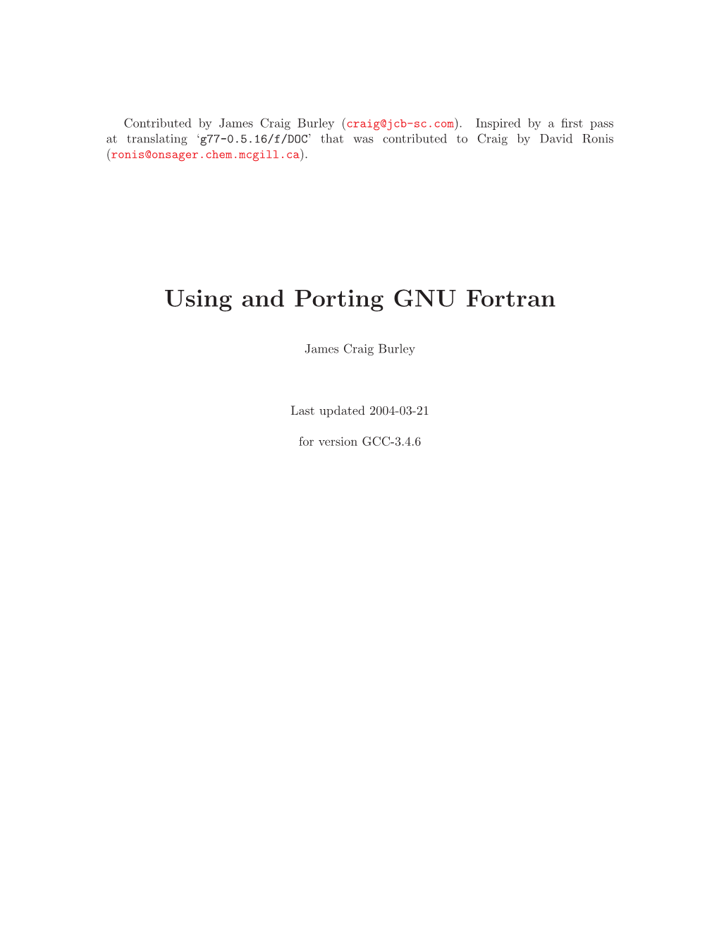 Using and Porting GNU Fortran