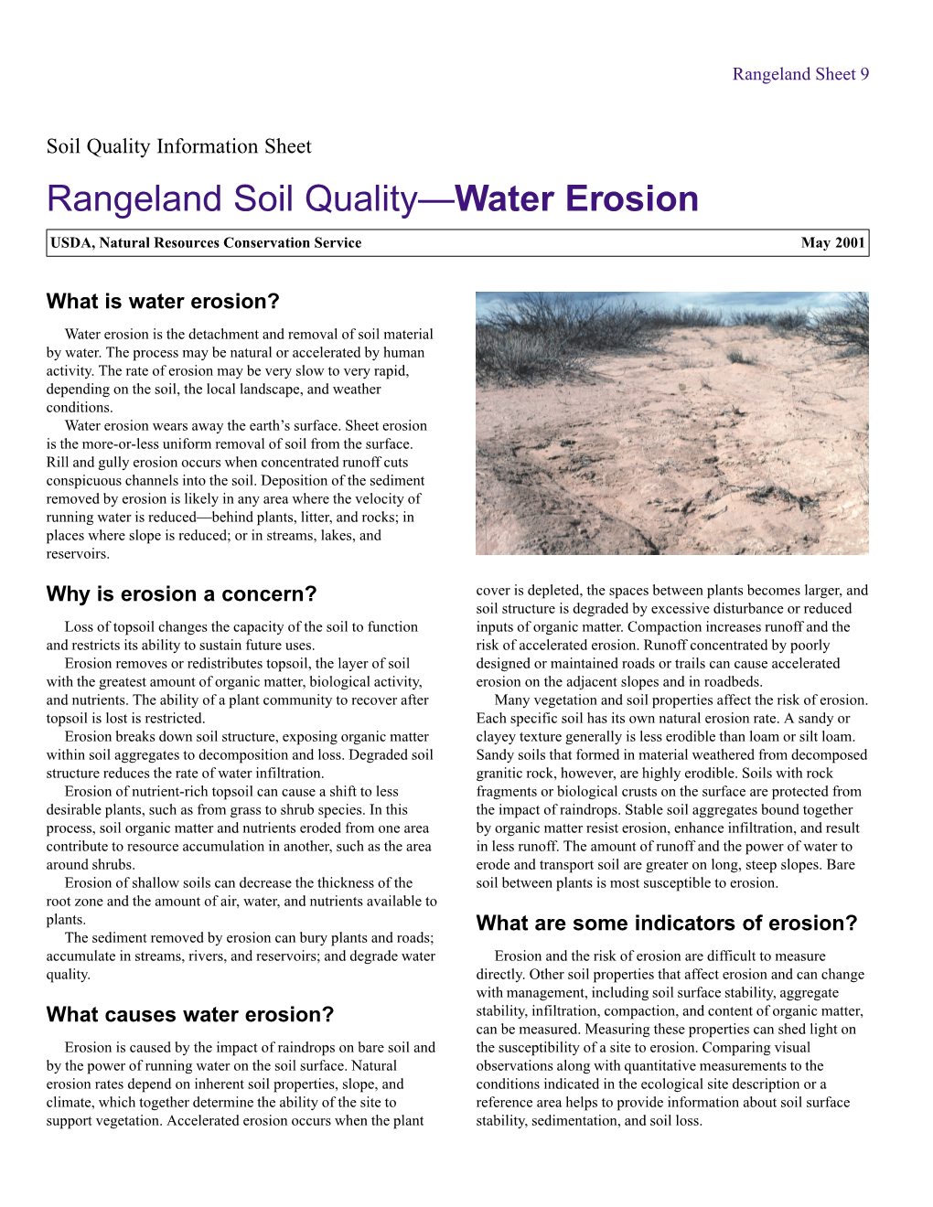 Rangeland Soil Quality—Water Erosion