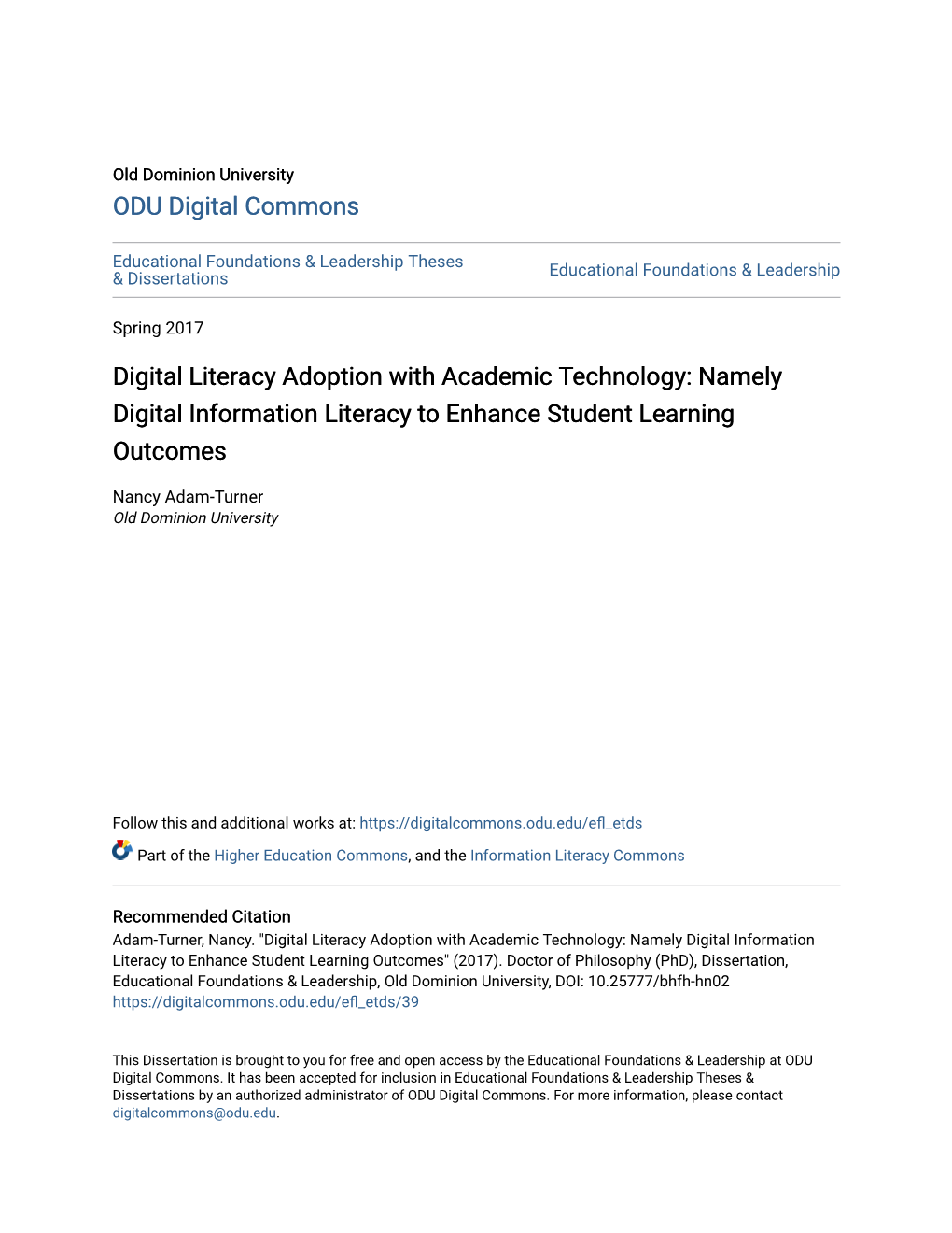 Namely Digital Information Literacy to Enhance Student Learning Outcomes