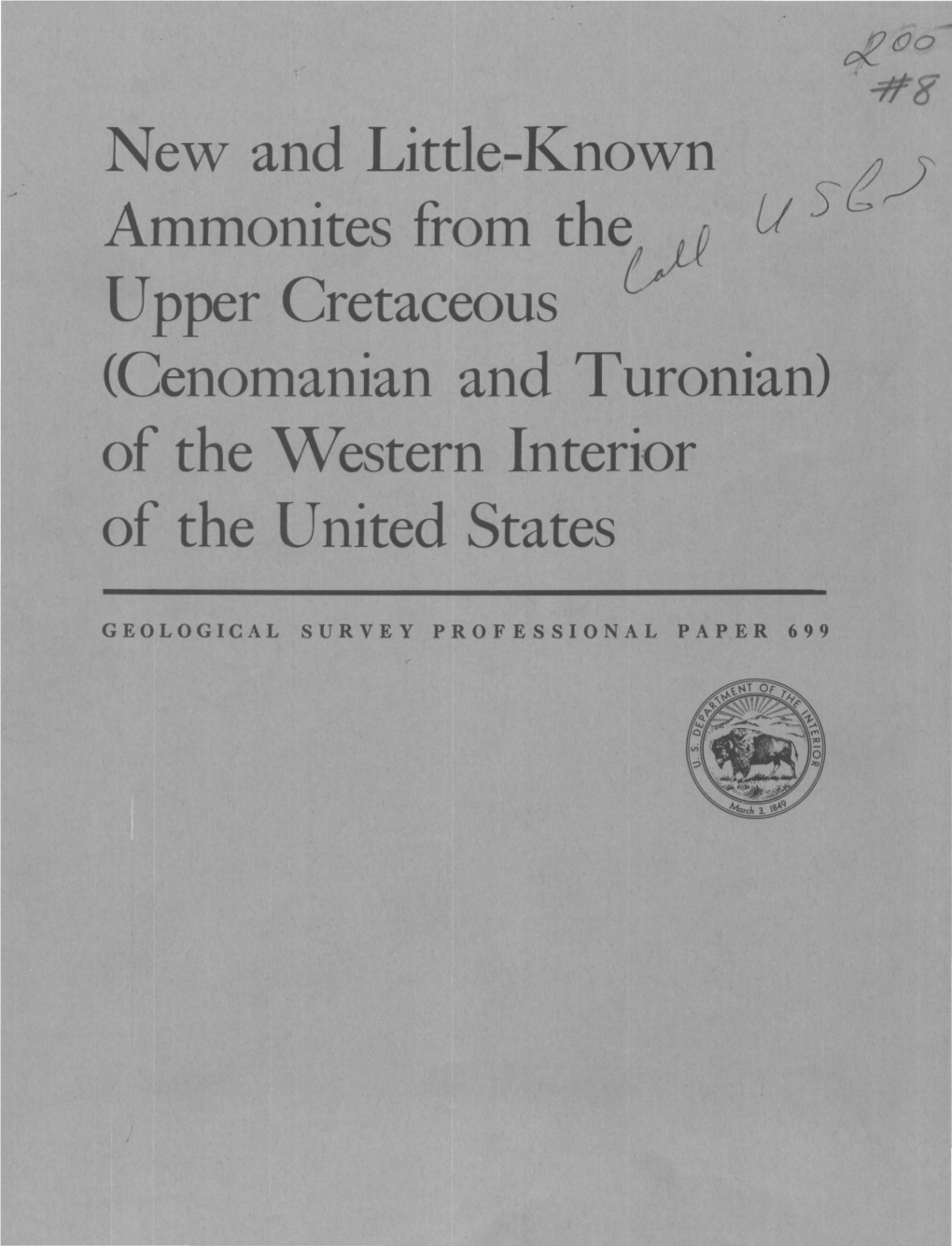 Ammonites from Thetfl U Upper Cretaceous (Cenomanian and Turonian) · of the Western Interior