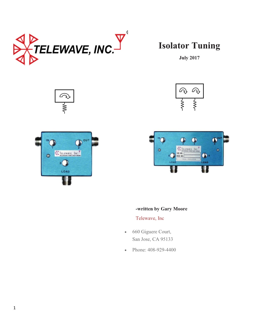 Isolator Tuning July 2017