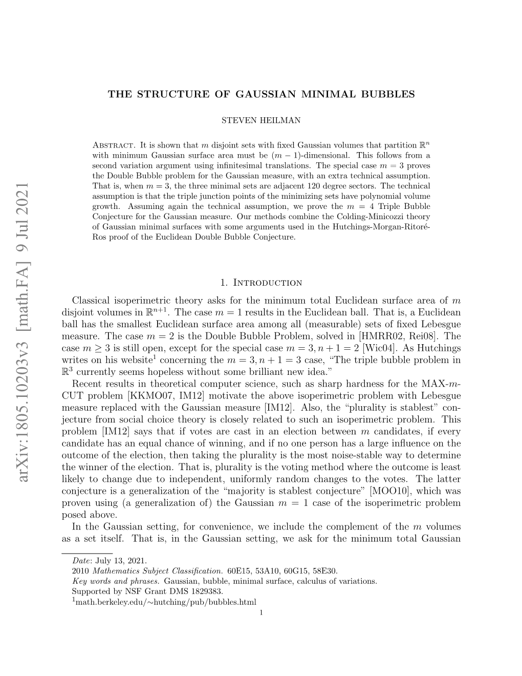 Arxiv:1805.10203V3 [Math.FA] 9 Jul 2021 Likely to Change Due to Independent, Uniformly Random Changes to the Votes