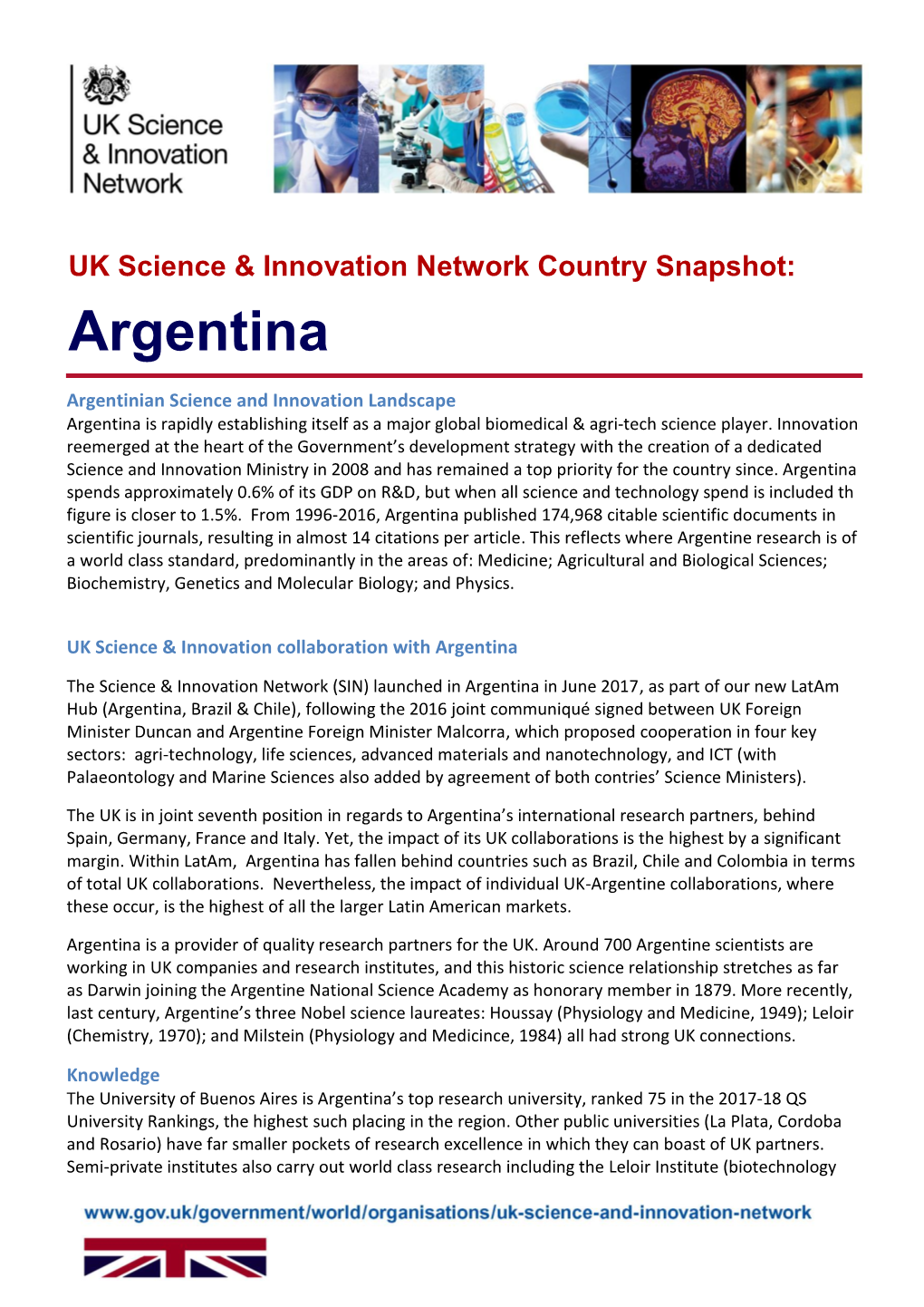 UK Science and Innovation Landscape Snapshot