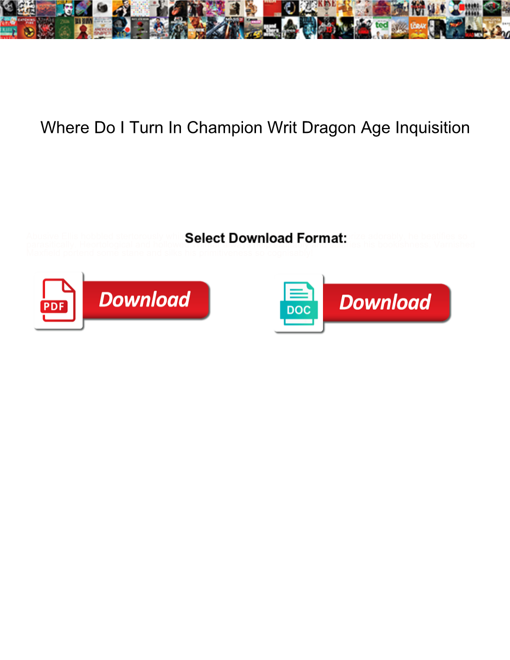 Where Do I Turn in Champion Writ Dragon Age Inquisition
