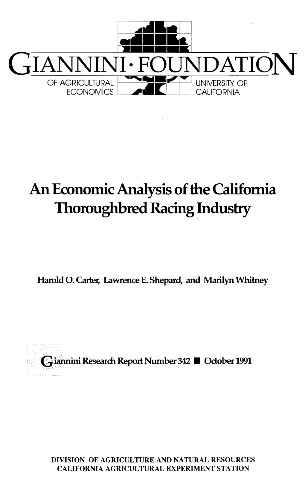 An Economic Analysis of the California Thoroughbred Racing Industry