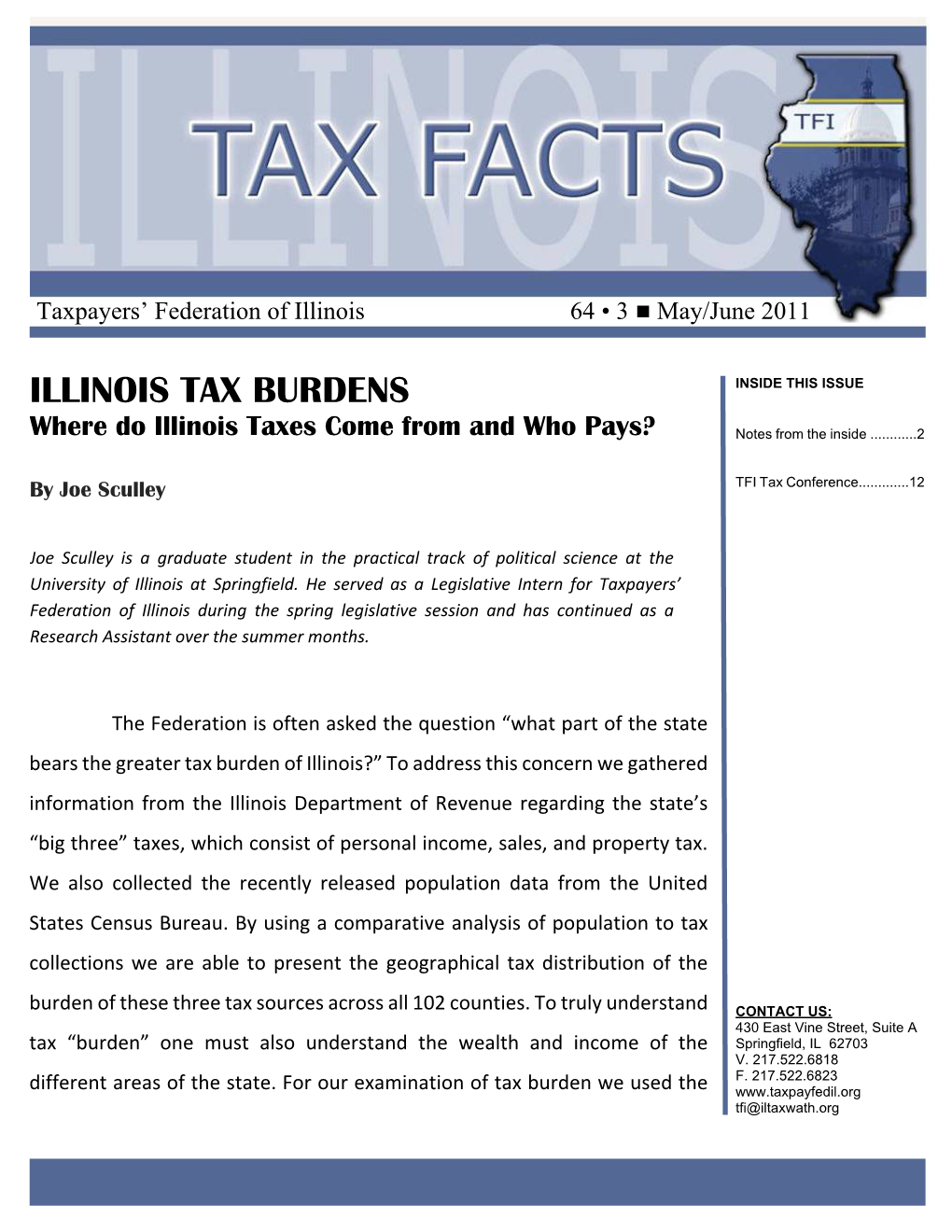 Illinois Tax Burdens� Inside This Issue