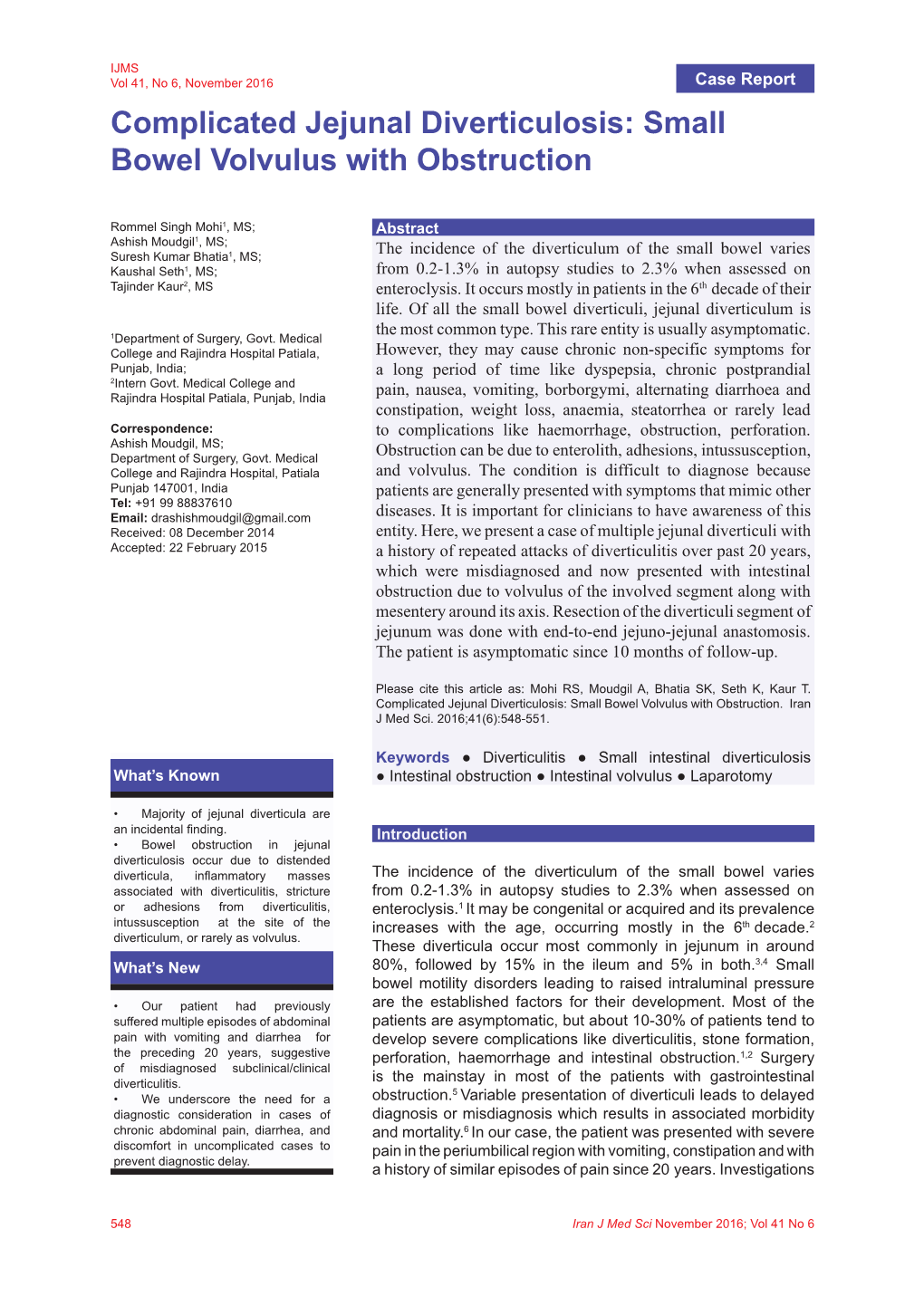 Complicated Jejunal Diverticulosis: Small Bowel Volvulus with Obstruction