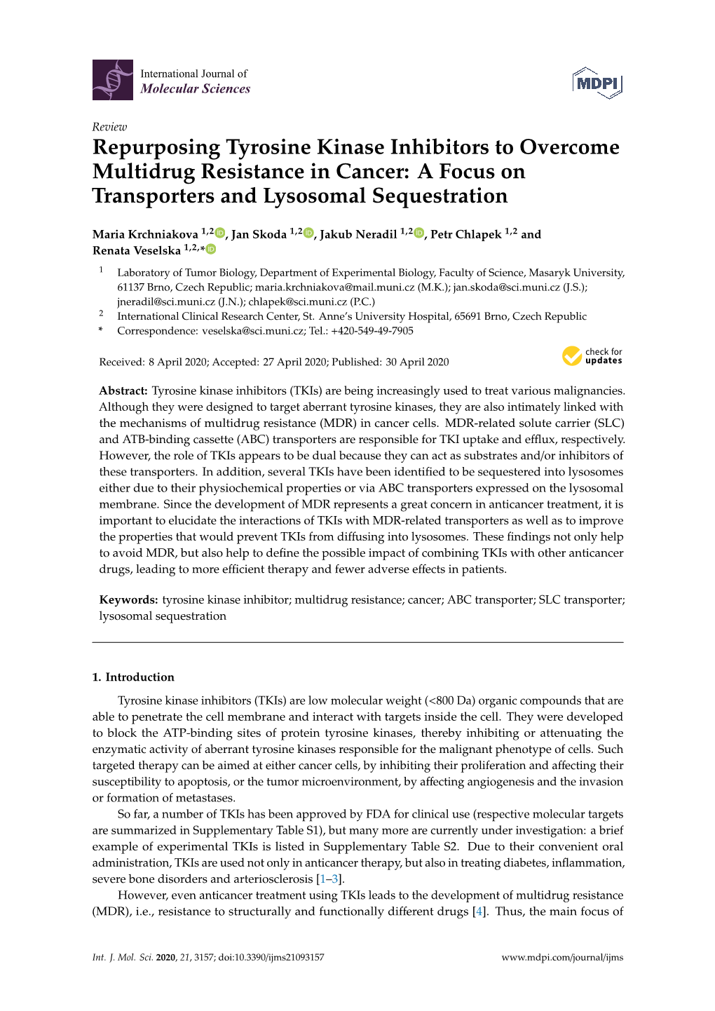 Repurposing Tyrosine Kinase Inhibitors to Overcome Multidrug Resistance in Cancer: a Focus on Transporters and Lysosomal Sequestration