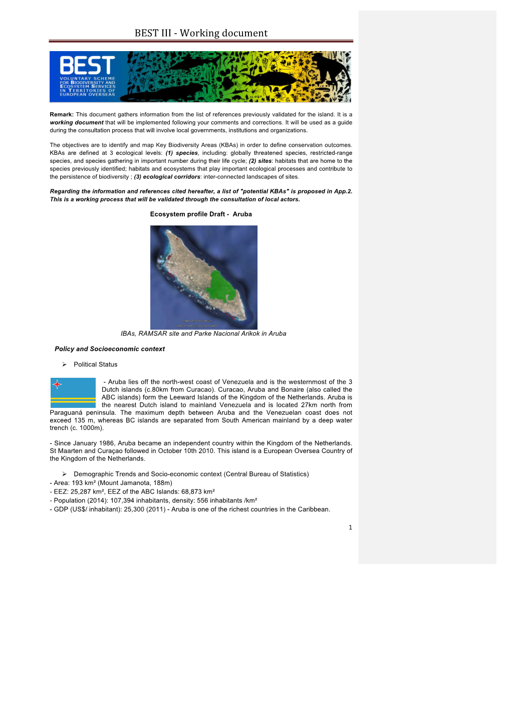 BEST-III-Ecosystem-Profile-Aruba-DRAFT.Pdf