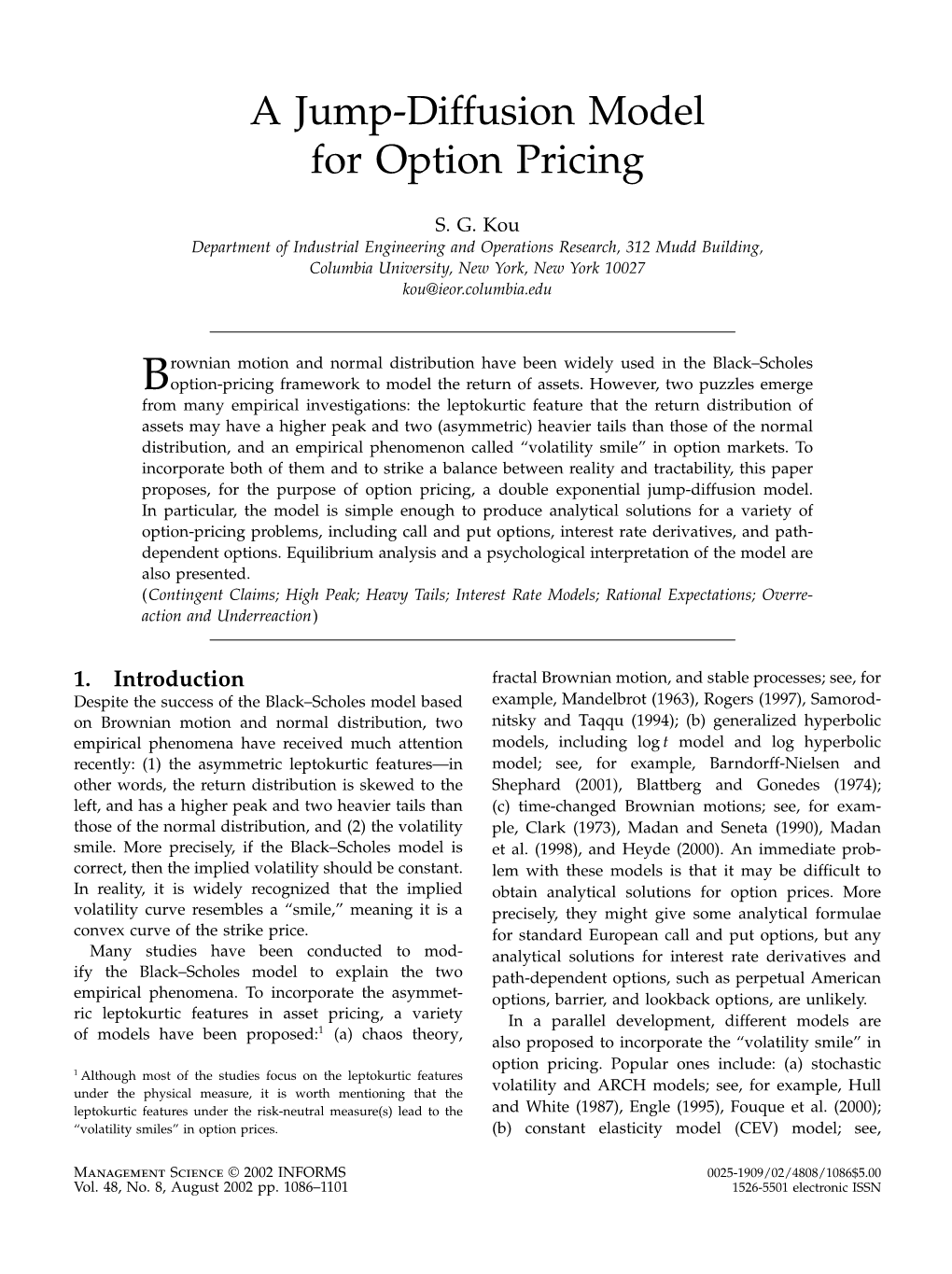 A Jump-Diffusion Model for Option Pricing