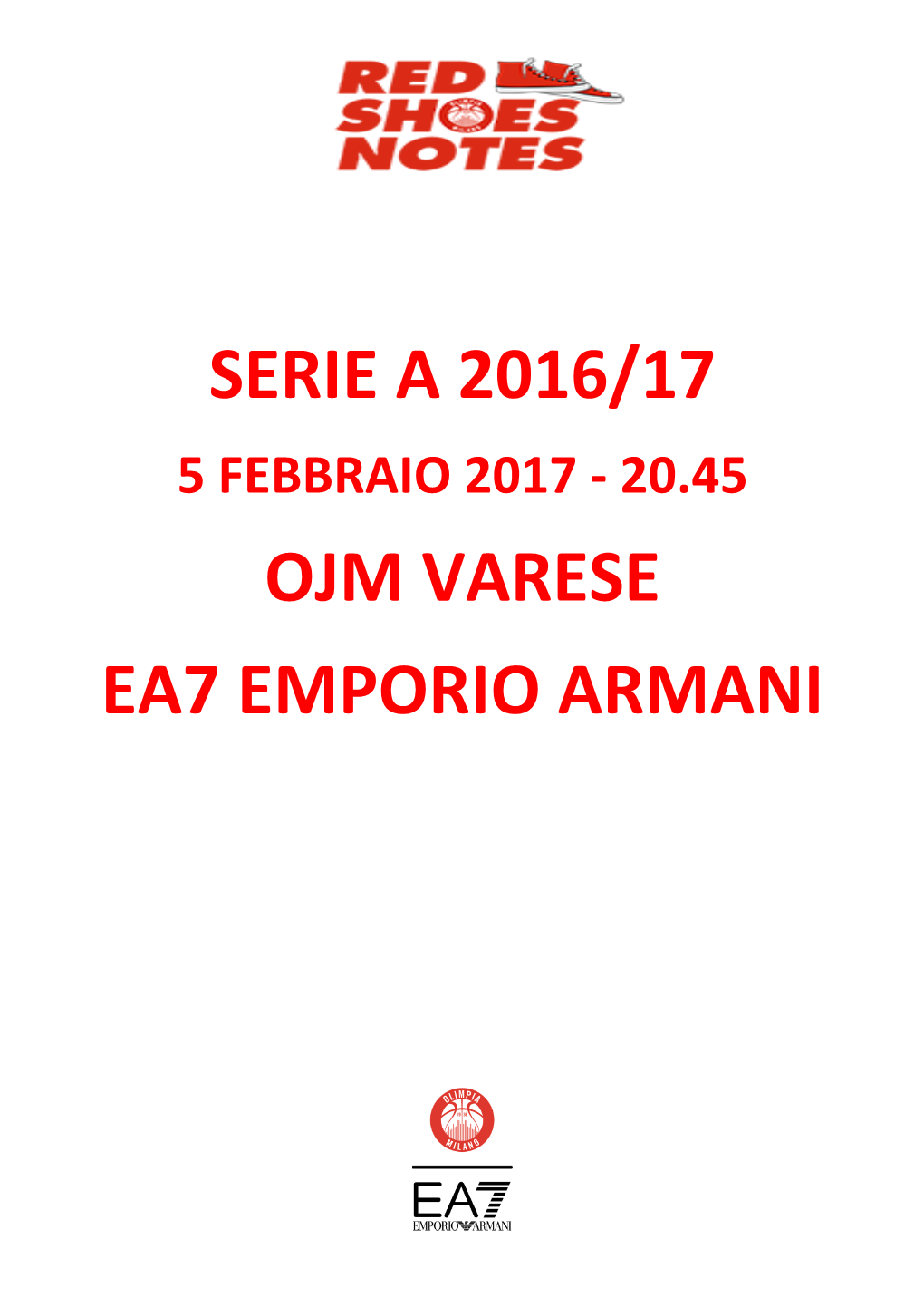 Serie a 2016/17 Ojm Varese Ea7 Emporio