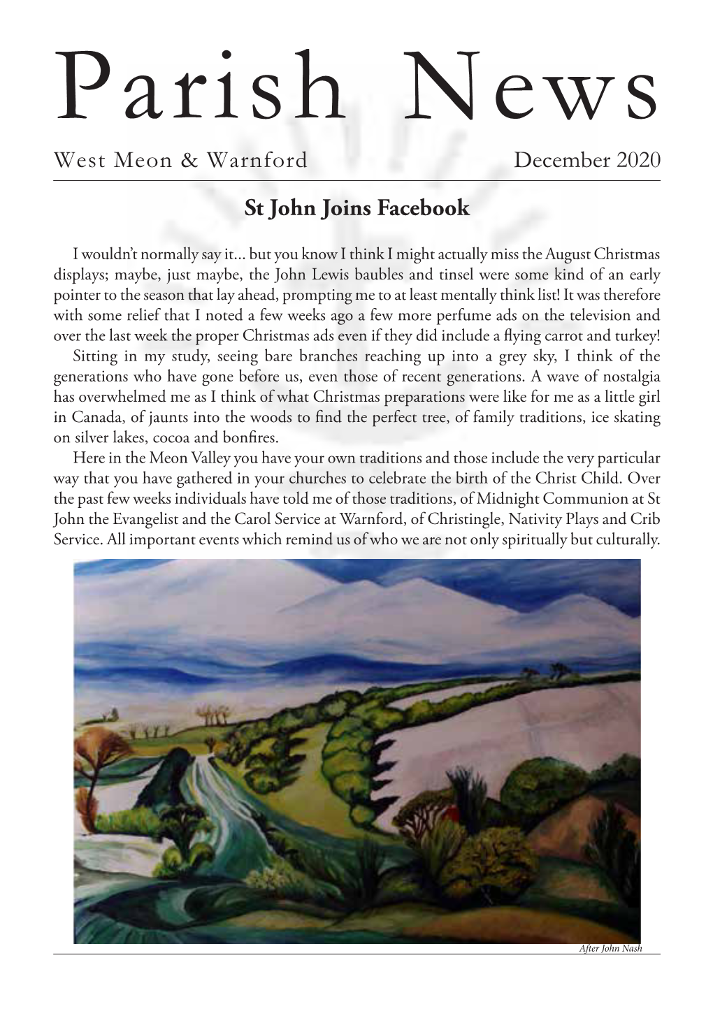 Parish News West Meon & Warnford December 2020 St John Joins Facebook