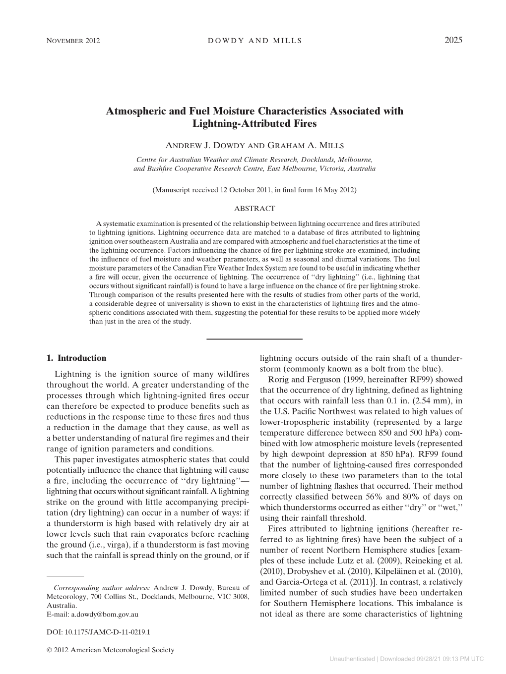 Atmospheric and Fuel Moisture Characteristics Associated with Lightning-Attributed Fires