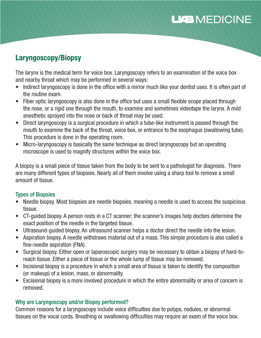 Laryngoscopy/Biopsy