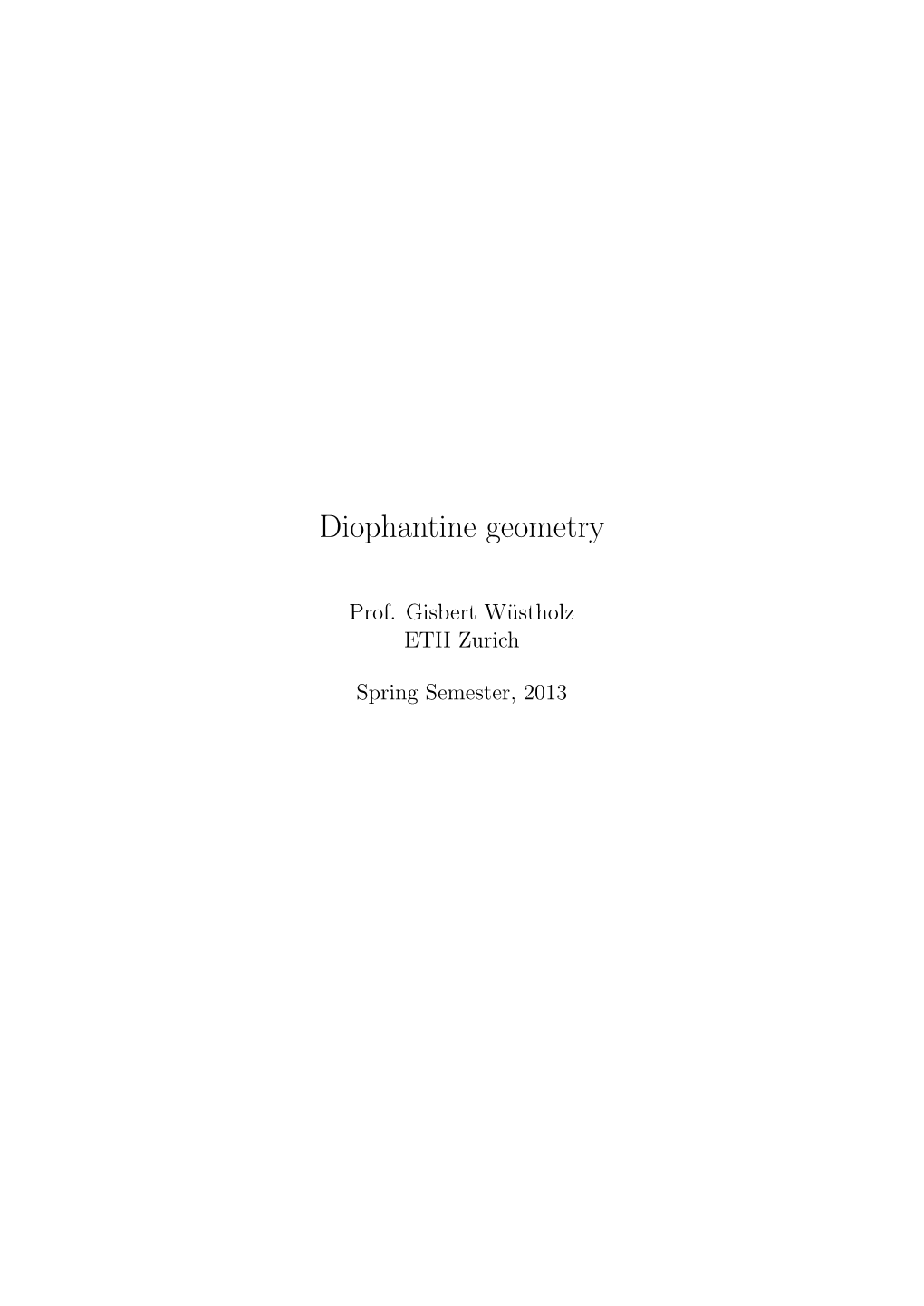 Diophantine Geometry