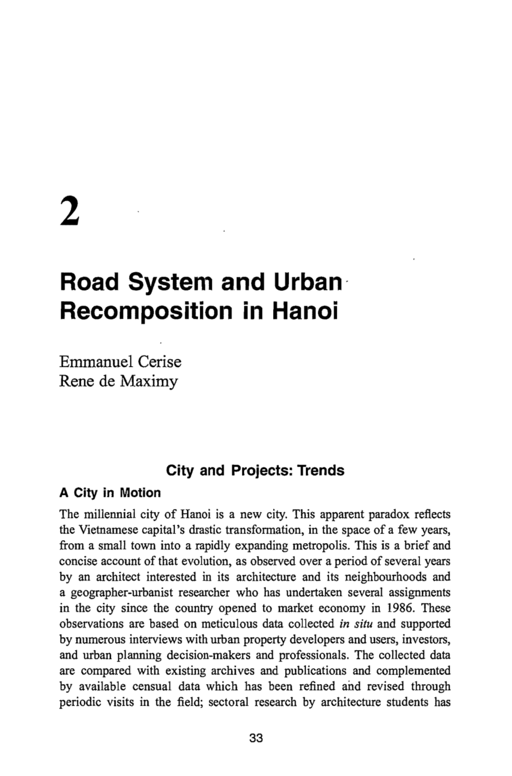 Road System and Urban Recomposition in Hanoi 35