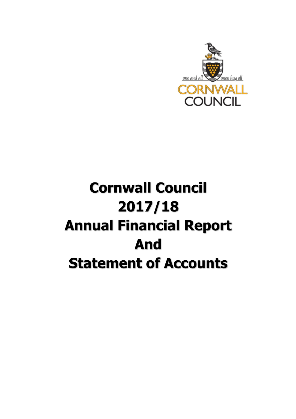 Cornwall Council Statement of Accounts 2017/18