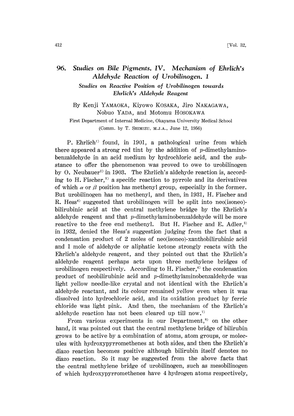 96. Studies on Bile Pigments. IV. Mechanism O F Ehrlich's Aldehyde