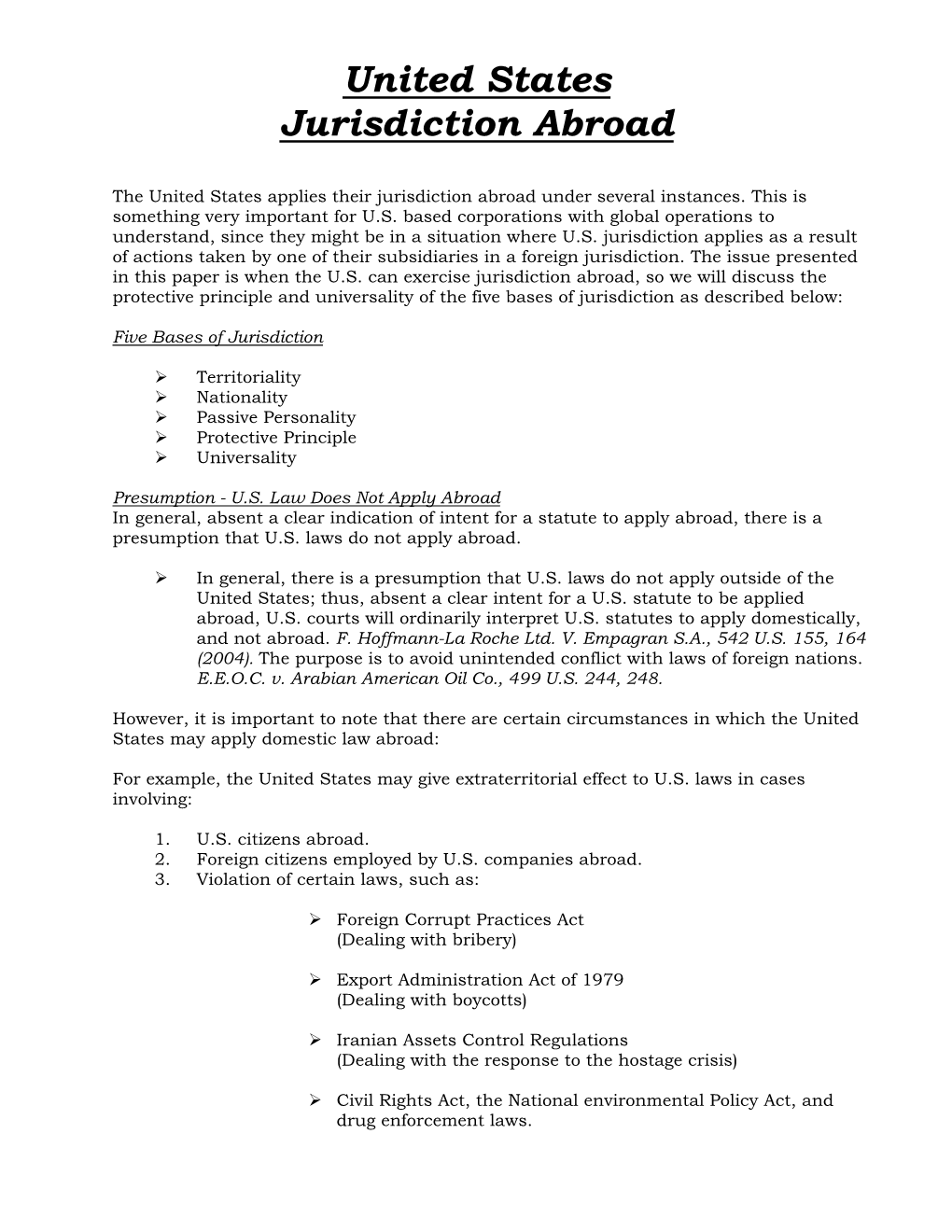 United States Jurisdiction Abroad